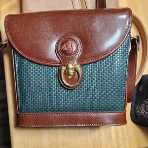 Elegant Brown and Green Leather Shoulder Bag